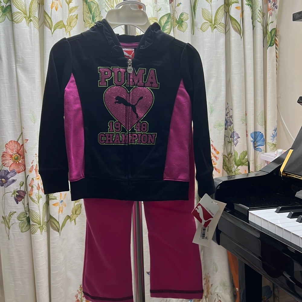 PUMA Toddler’s Black and Pink Two Piece Jacket Set